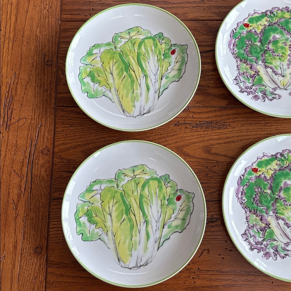 Laitue Taste Setter by Sigma 7.5” Lettuce Salad Plates Ladybug 321 Set of 6 VTG - Picture 10 of 13